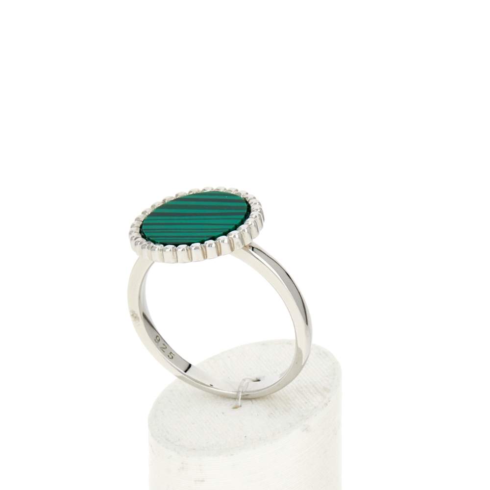 Bague argent 925 malachites - vue 3