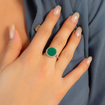 Bague argent 925 malachites - vue porté 1