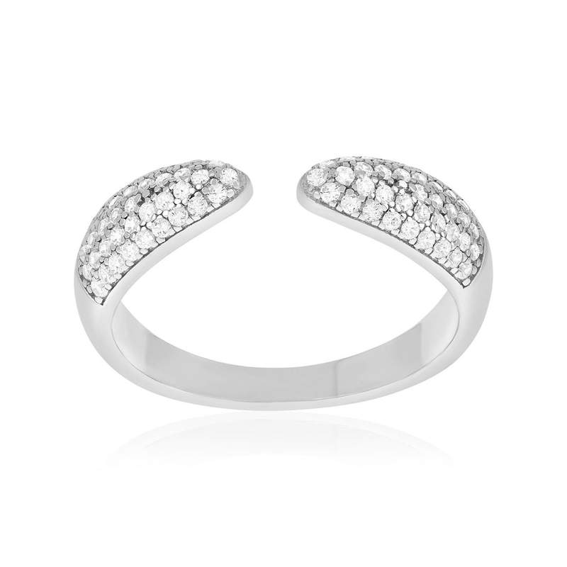 Bague argent 925 et zirconias ouverte - vue 1