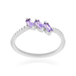 Bague argent 925 et zirconias violets - vue 1