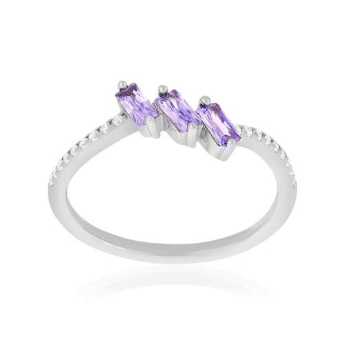 Bague argent 925 et zirconias violets