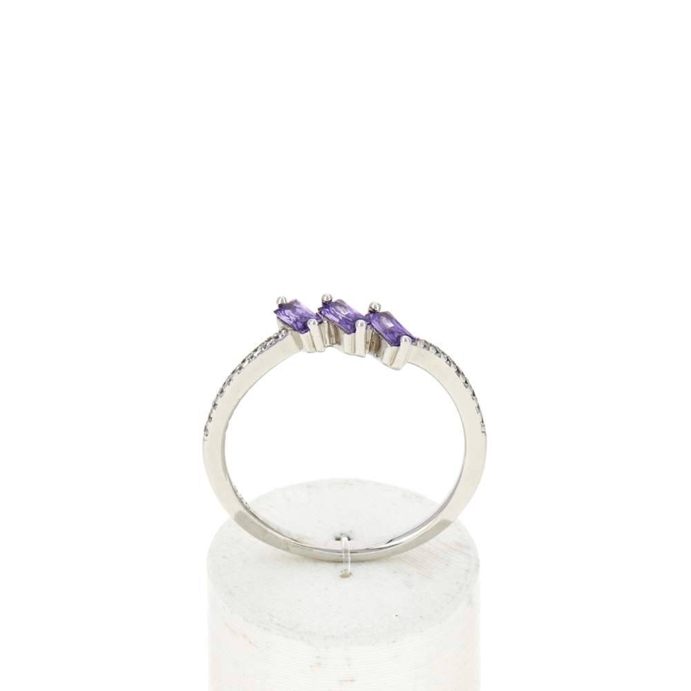 Bague argent 925 et zirconias violets - vue 1