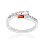 Bague argent 925 et zirconias marron et blanc - vue 1
