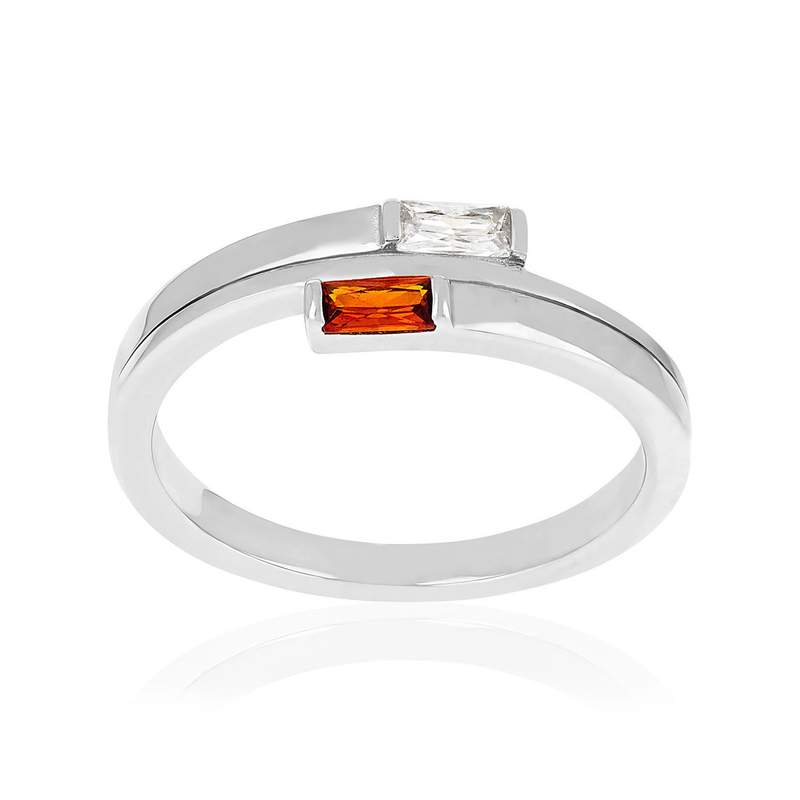 925 sterling silver ring with brown and white zirconia stones - view 1