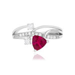 Bague argent 925 pierre synthétique rouge et zirconias - vue 3