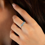 Bague argent 925 et zirconias bleu et blanc - vue porté 1