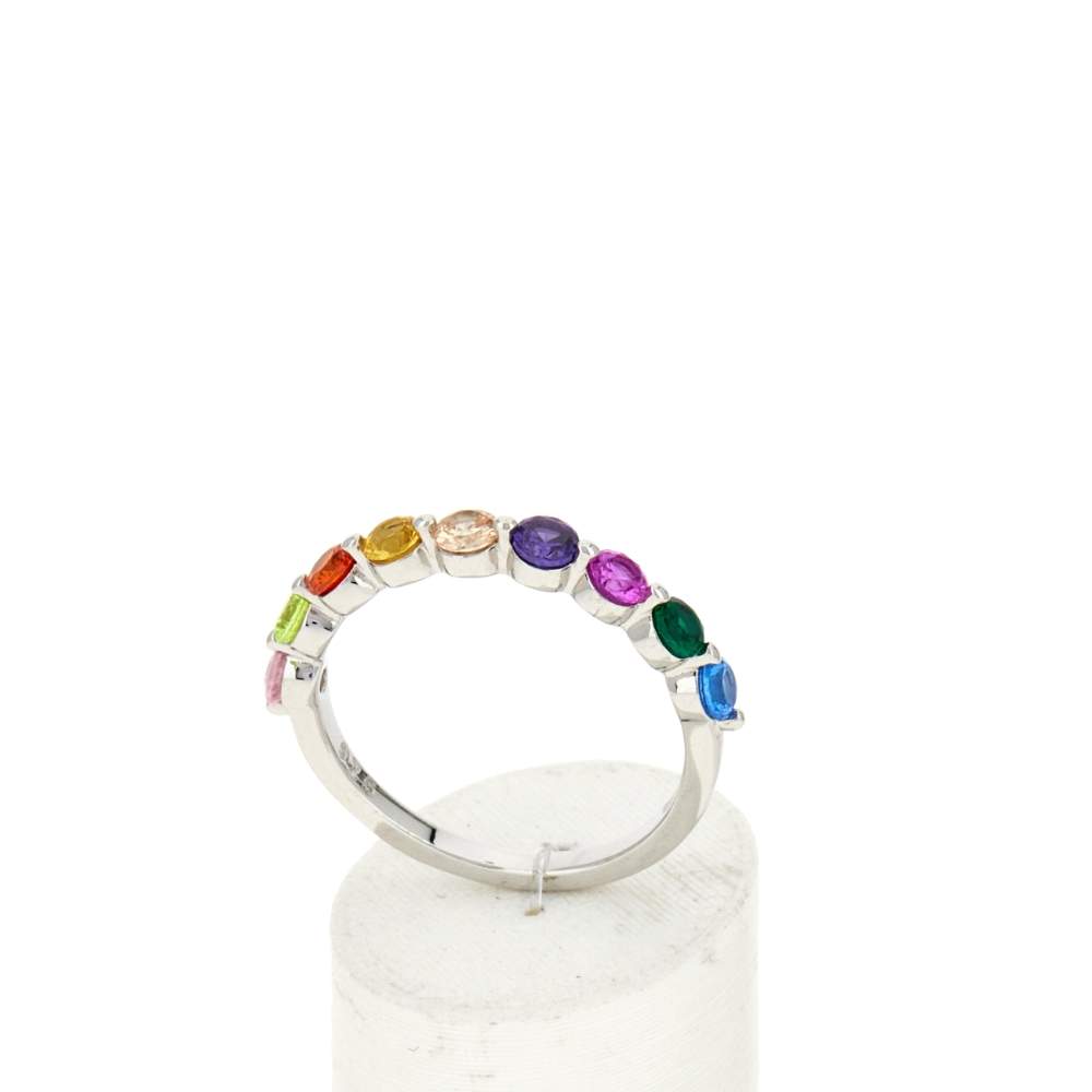 Bague argent 925 zirconias multicolores - vue 2