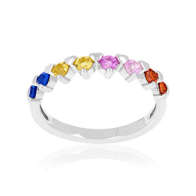 Bague argent 925 zirconias multicolores - vue 1