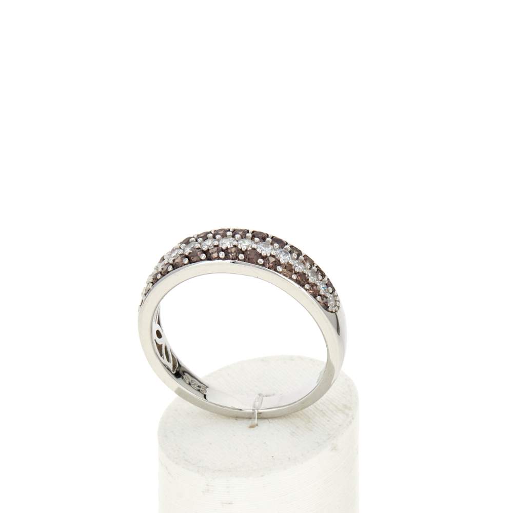 Bague argent 925 zirconias marron et blanc - vue 2