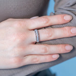 Bague argent 925 zirconias marron et blanc - vue porté 1