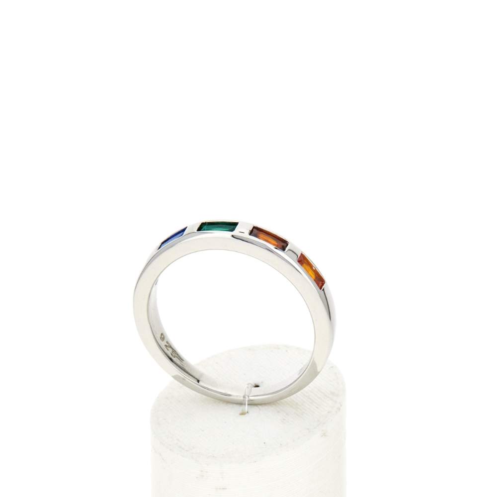 Bague argent 925 et zirconias multicolores - vue 2