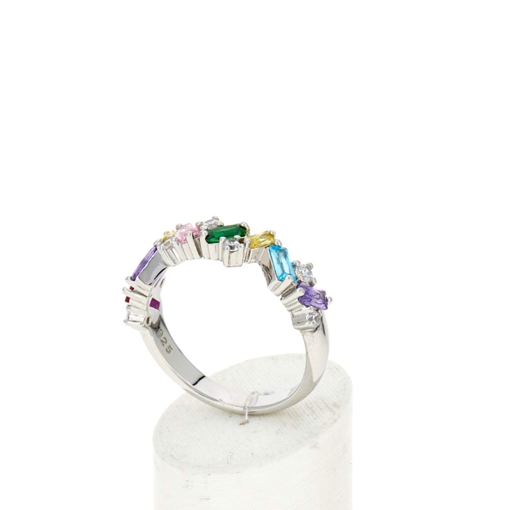 Bague argent 925 et zirconias multicolores - vue 3
