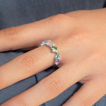 Bague argent 925 et zirconias multicolores - vue porté 1