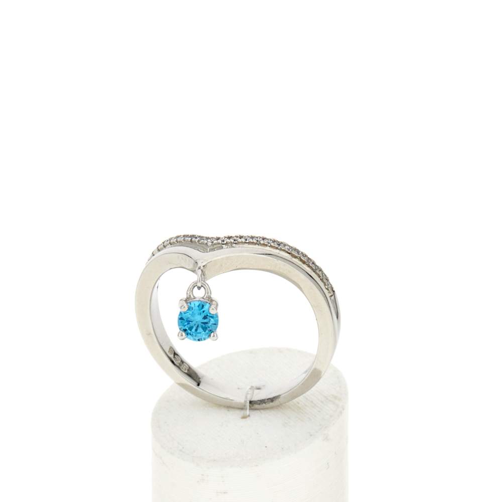 Bague argent 925 et zirconias bleu et blanc - vue 2