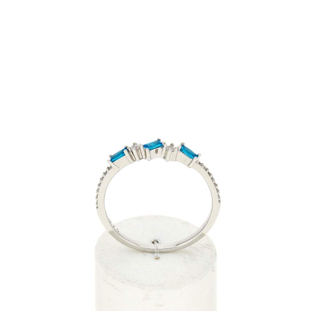 Bague argent 925 et zirconias bleus - vue 1