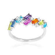 Bague argent 925 et zirconias multicolores