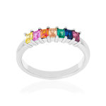 Bague argent 925 zirconias multicolores - vue 1