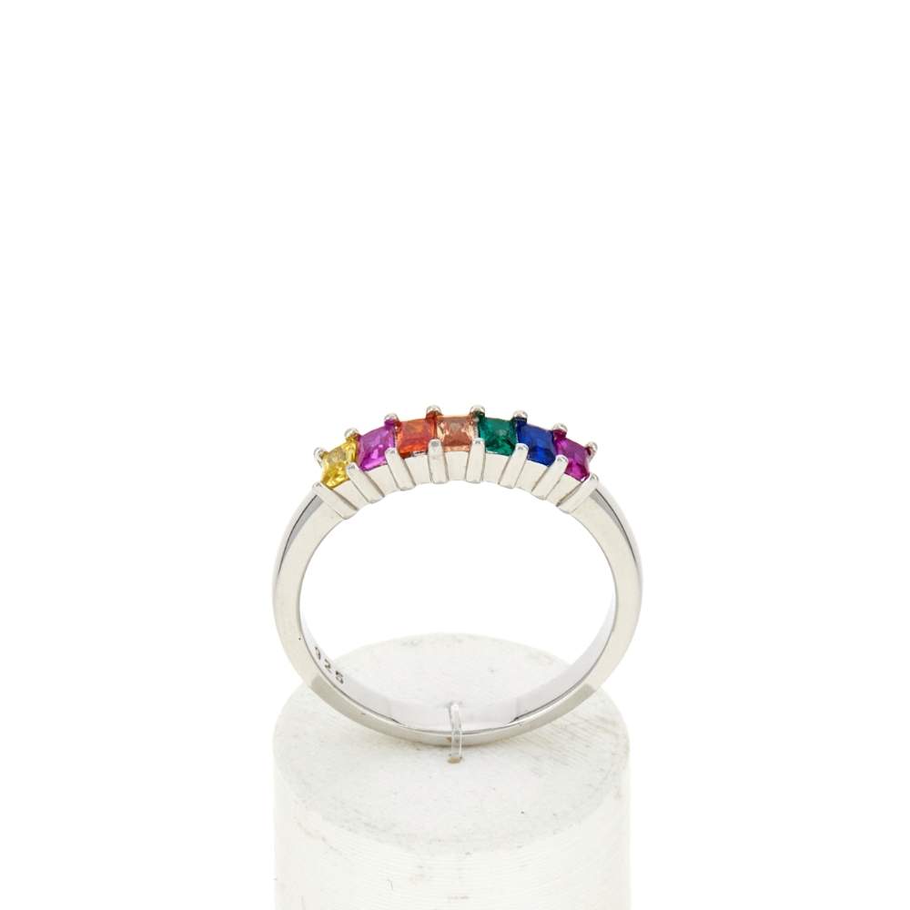 925 sterling silver ring with multicolored zirconia stones - view 1