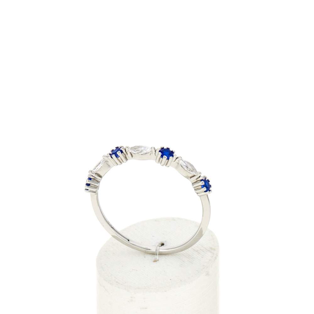 Bague argent 925 zirconias et pierres imitation bleues - vue 2
