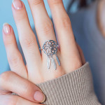 Bague argent 925 motif attrape rêve - vue porté 1