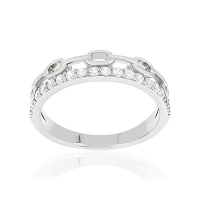 Bague argent 925 et zirconias - vue 1