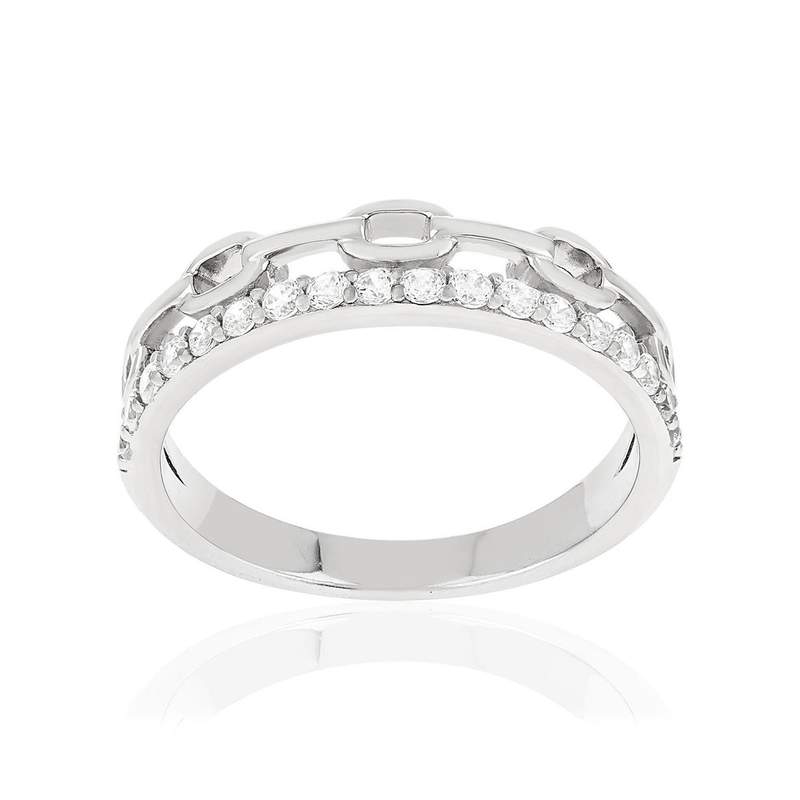 Bague argent 925 et zirconias - vue 1