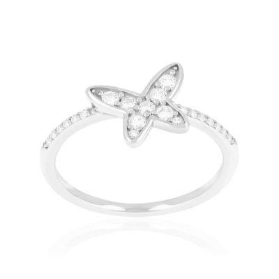Bague argent 925 et zirconias motif papillon - vue 1