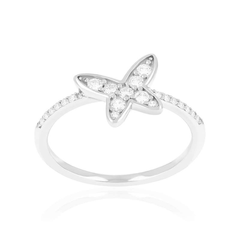 Bague argent 925 et zirconias motif papillon - vue 1