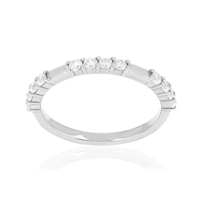 Bague argent 925 et zirconias - vue 1