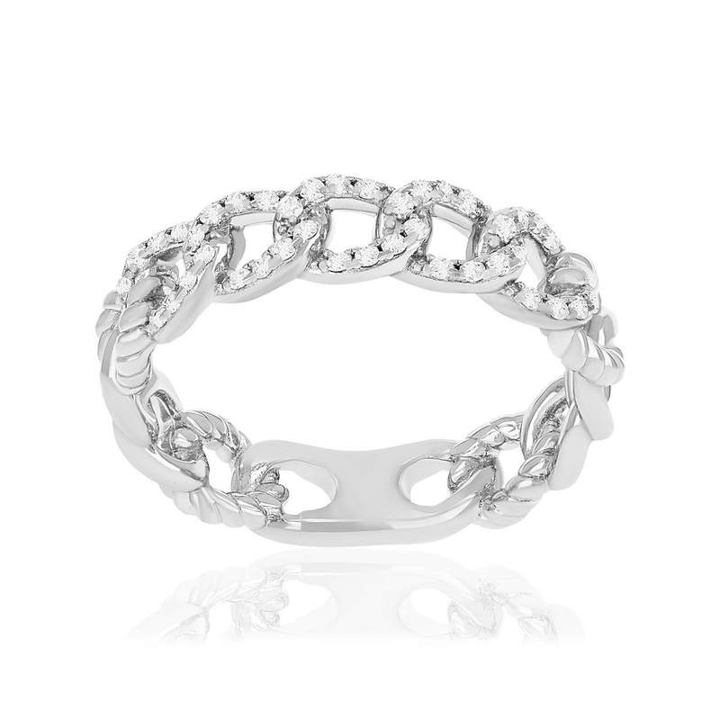 Bague argent 925 et zirconias - vue 1