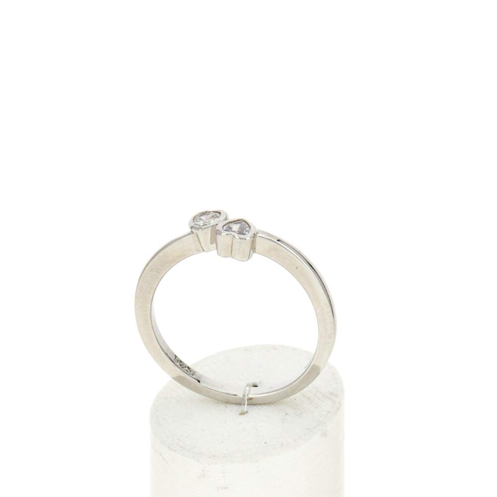 Bague argent 925 et zirconias motif coeur - vue 2
