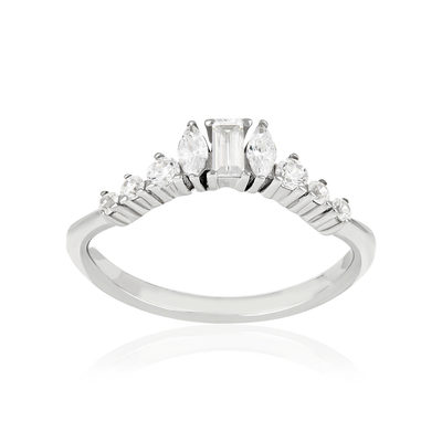 Bague argent 925 et zirconias - vue 1