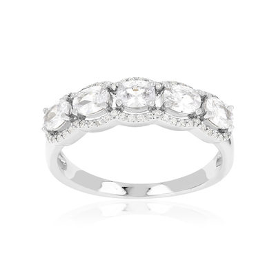 Bague argent 925 et zirconias - vue 1