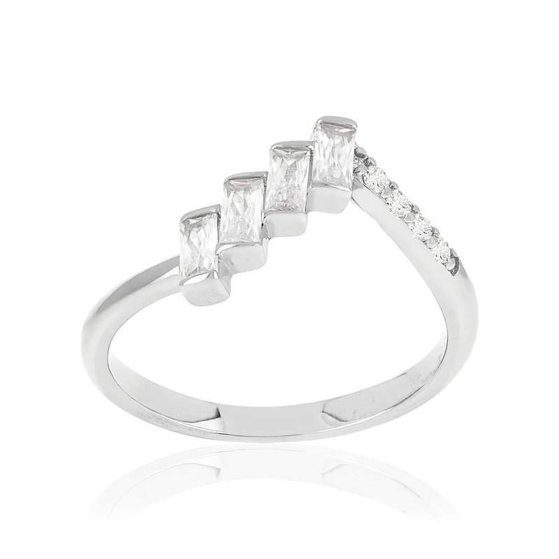 Bague argent 925 et zirconias - vue 1