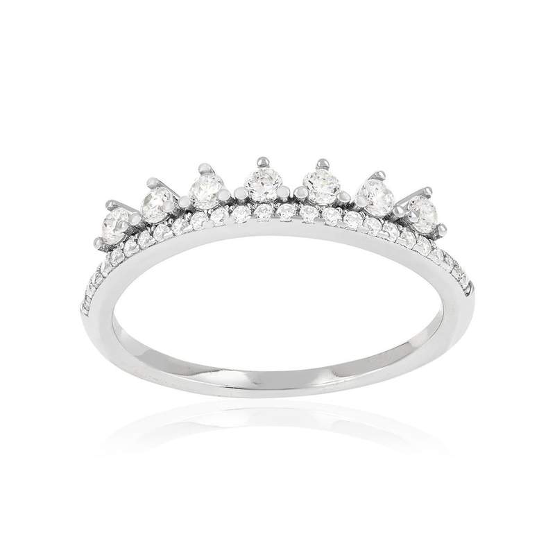 Bague argent 925 et zirconias - vue 1