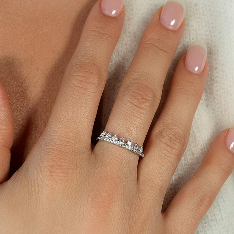 Bague argent 925 et zirconias - vue porté 1