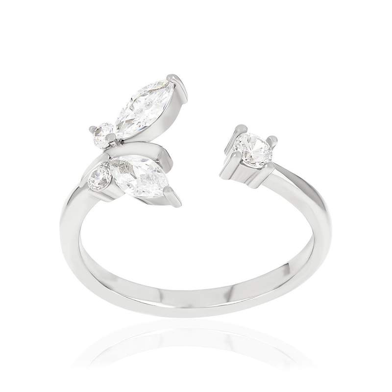 Bague argent 925 et zirconias ouverte - vue 1