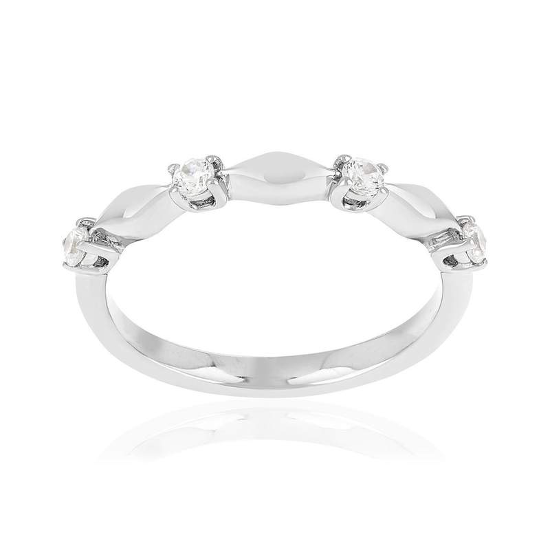 Bague argent 925 et zirconias - vue 1