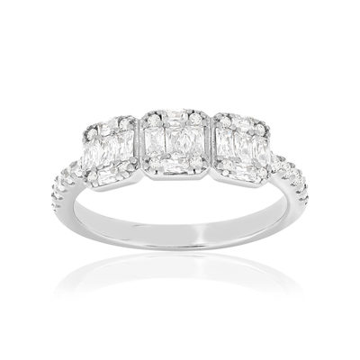 Bague argent 925 et zirconias - vue 1