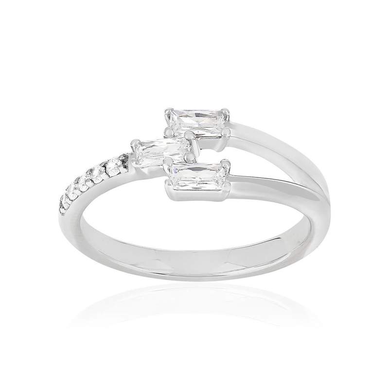 Bague argent 925 et zirconias - vue 1