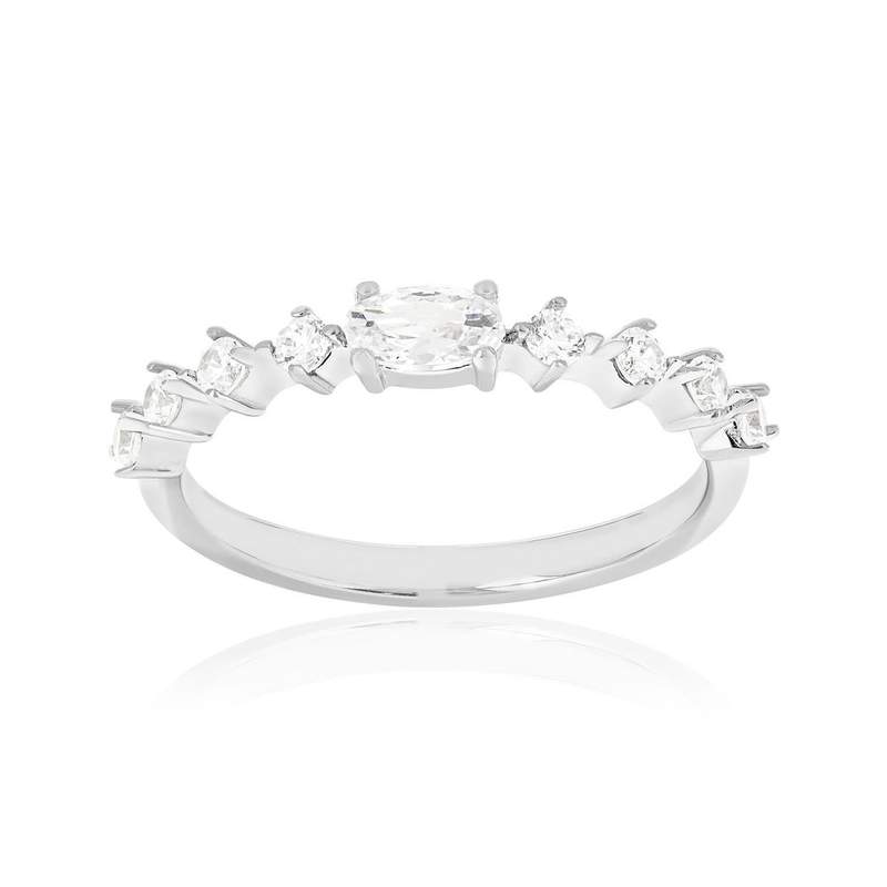 Bague argent 925 et zirconias - vue 1