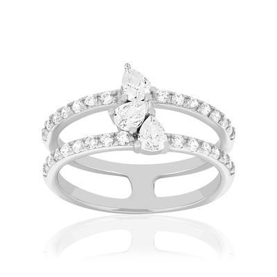 Bague argent 925 et zirconias - vue 1