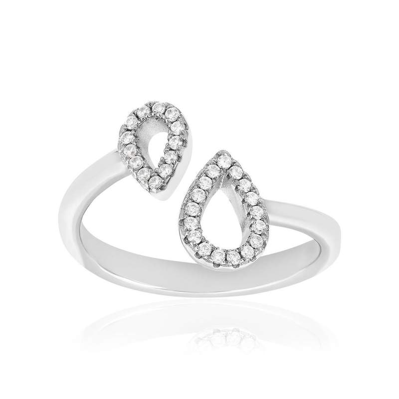 Bague argent 925 et zirconias ouverte - vue 1