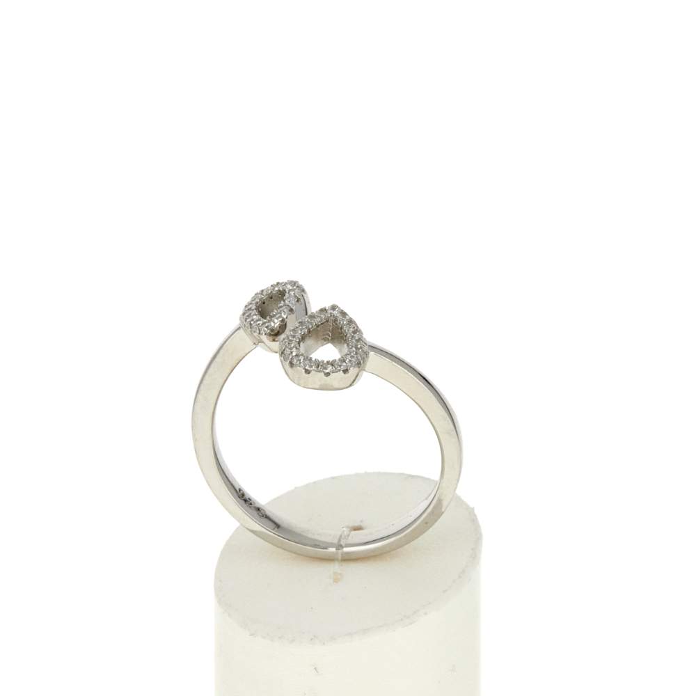 Bague argent 925 et zirconias ouverte - vue 2