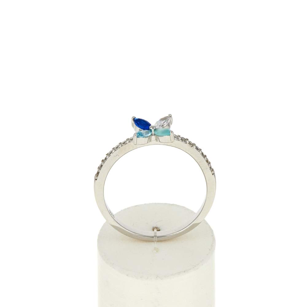 Bague argent 925 pierres imitation et zirconias bleus - vue 1