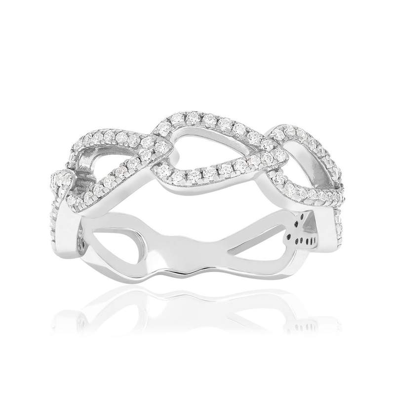 Bague argent 925 et zirconias - vue 1