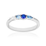 Bague argent 925 pierres imitation et zirconias bleus - vue 1