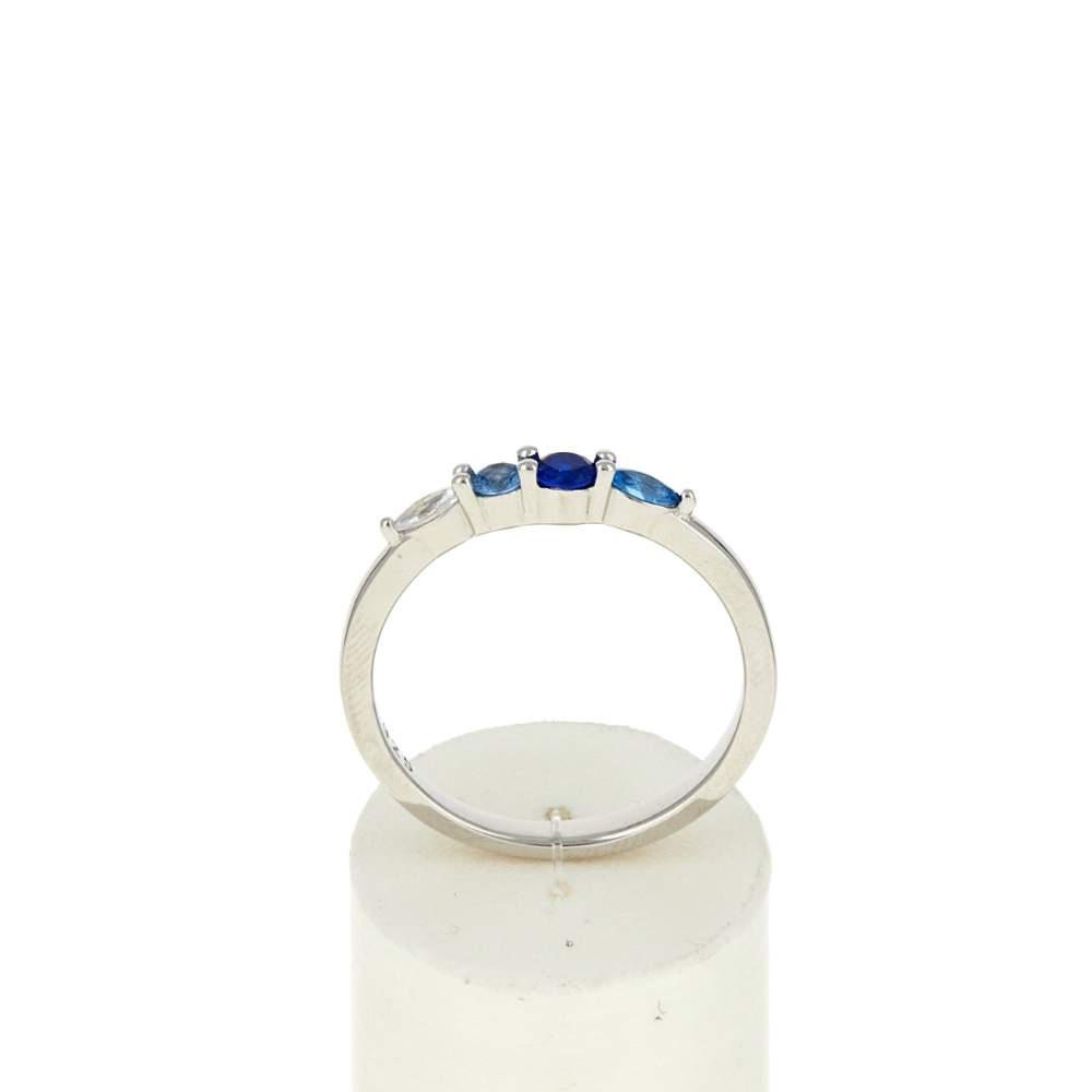 Bague argent 925 pierres imitation et zirconias bleus - vue 1