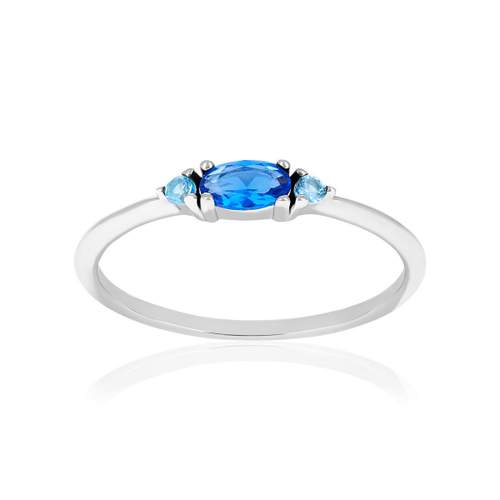 925 silver ring with blue zirconias