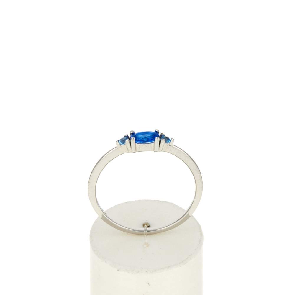 Bague argent 925 et zirconias bleus - vue 1